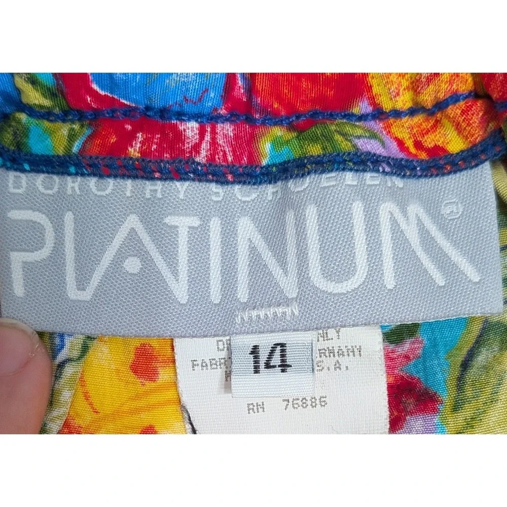 Dorothy Schoelen Platinum Skirt Set Women L 14 Multicolor Floral Excellent‎ USA